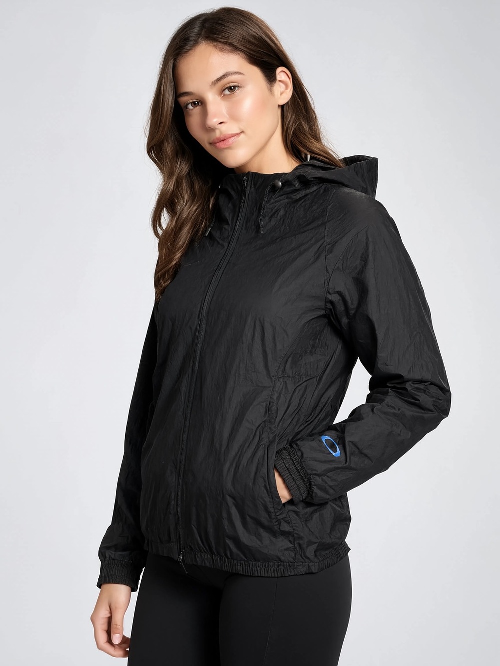 OAKLEY Women’s Blackout Performance fit Hooded Windbreaker.